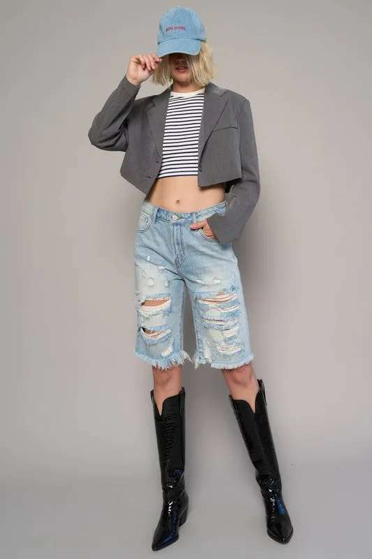 HIGH WAIST BERMUDA SHORTS