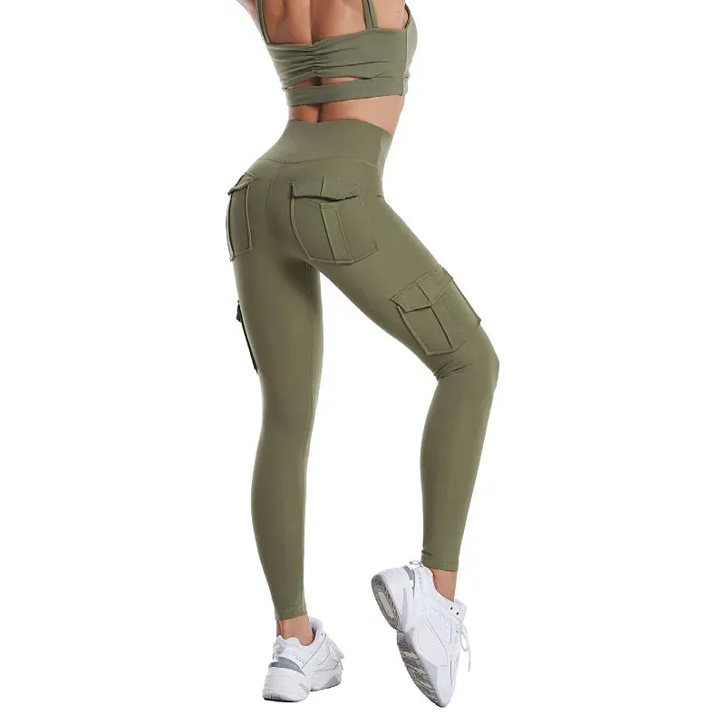 High Waist Multi-pocket Pants Yoga Leggings For Women