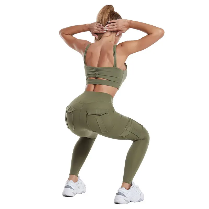 High Waist Multi-pocket Pants Yoga Leggings For Women