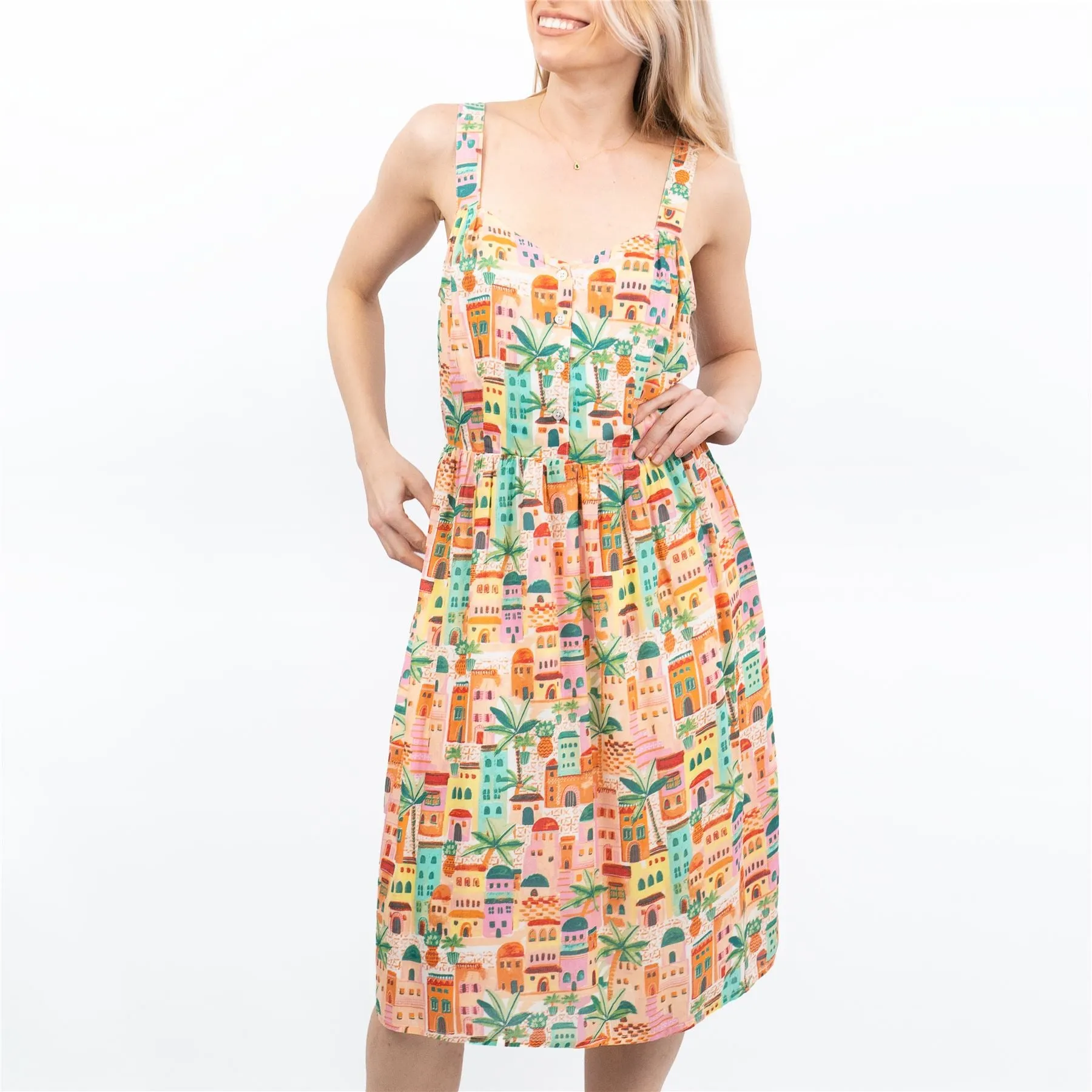 Holiday Print Sleeveless Women's Summer Midi Dress Sundress