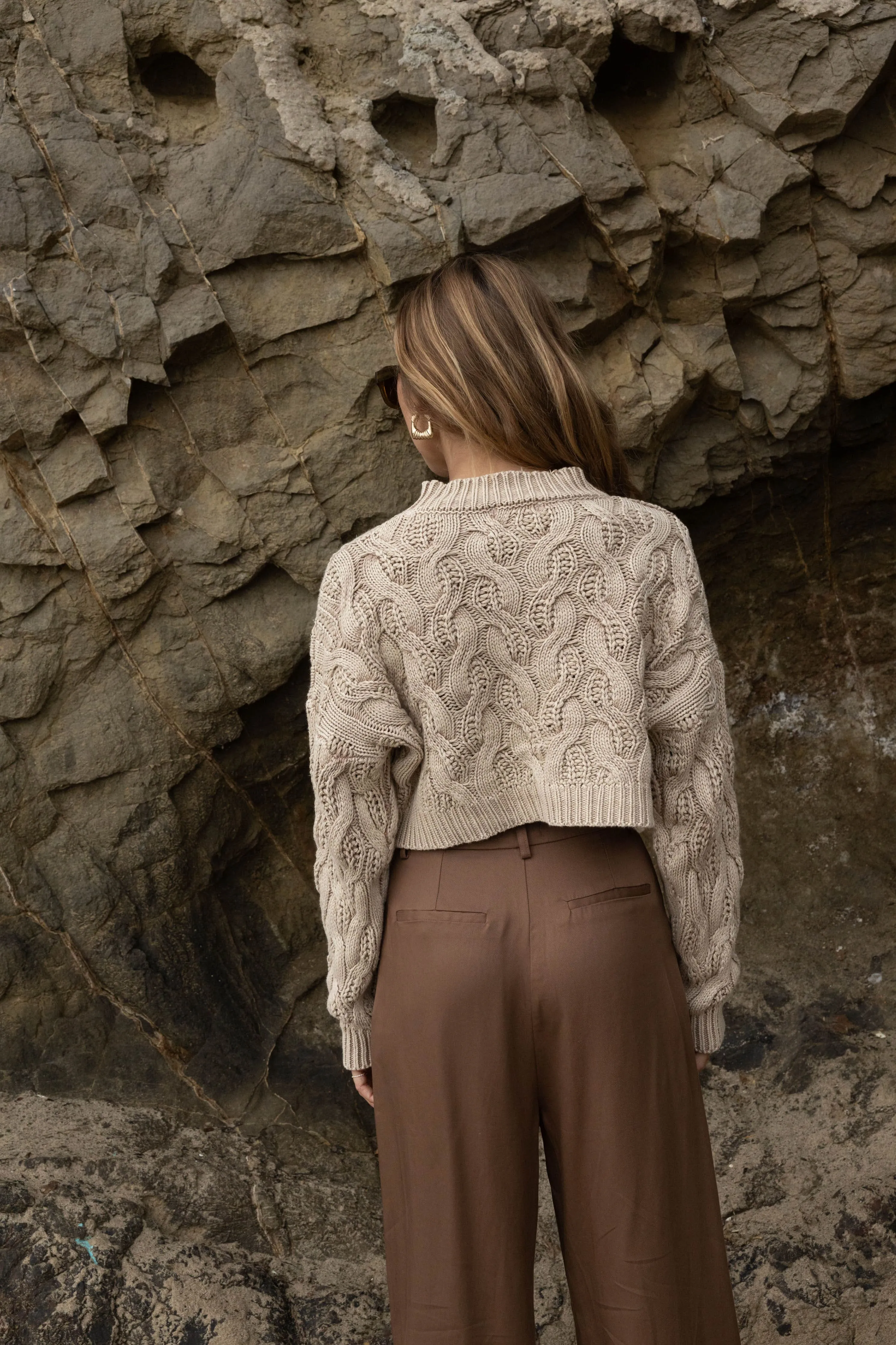 Holly Cropped Cable Knit Sweater
