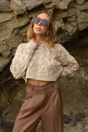 Holly Cropped Cable Knit Sweater