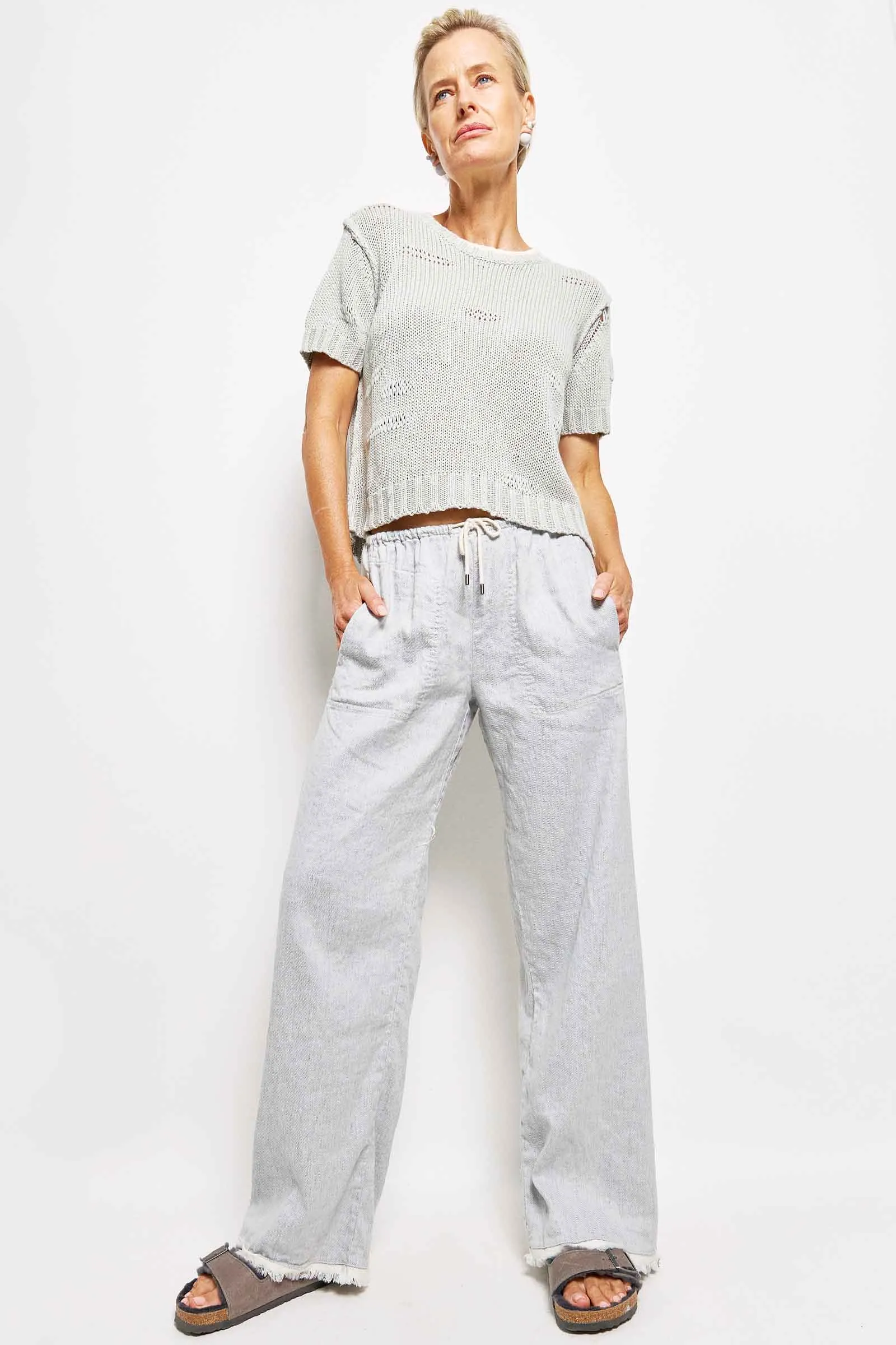 honest mist cotton linen pant