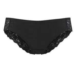 Houndstooth & floral lace french knicker [Black]