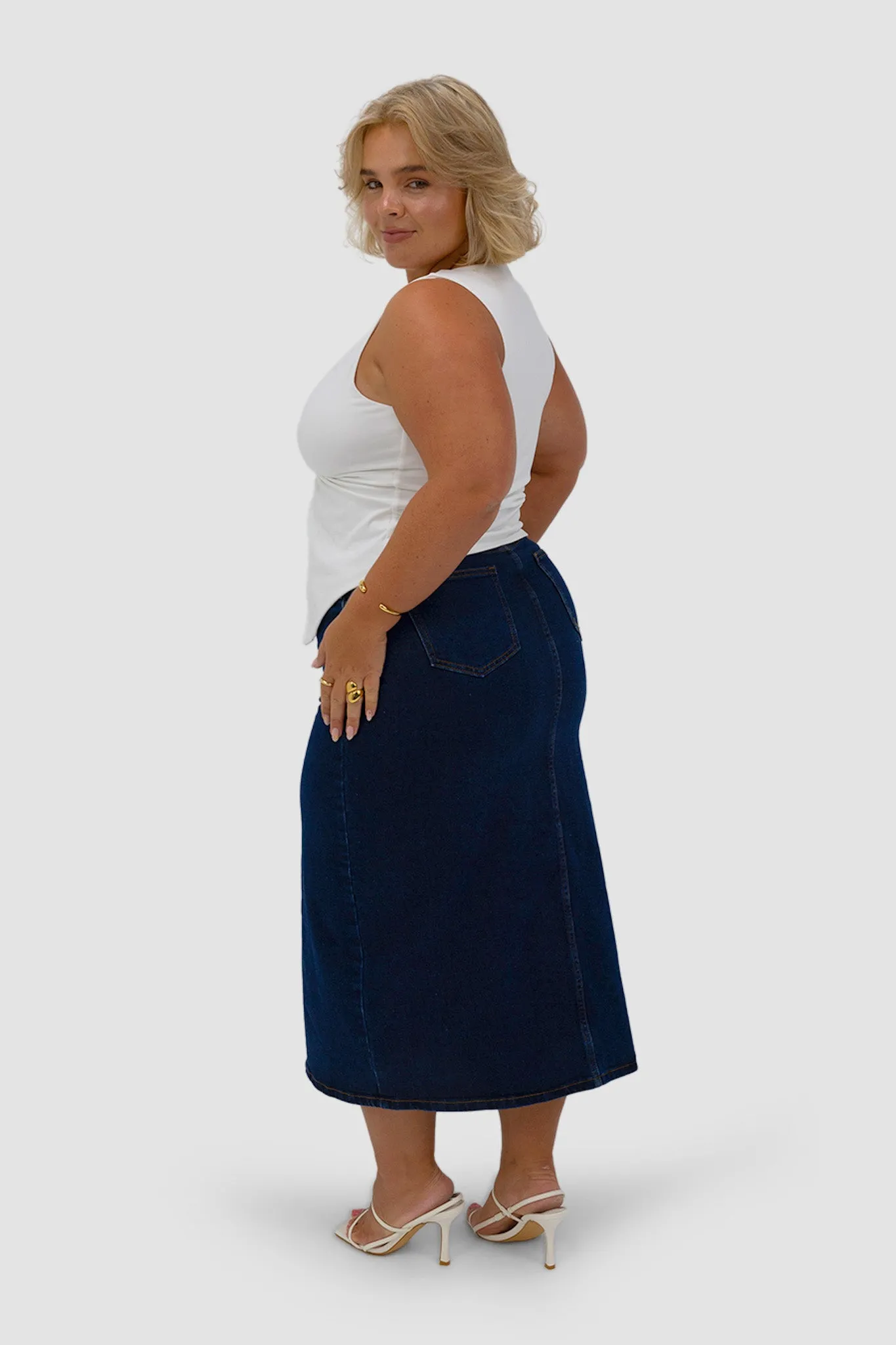 HUDSON MIDI SKIRT MIDNIGHT BLUE
