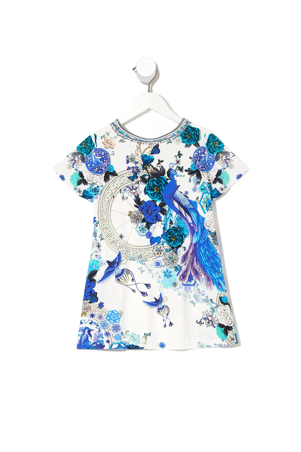 INFANTS TSHIRT DRESS WITH FLARE HEM WHITE SIDE OF THE MOON