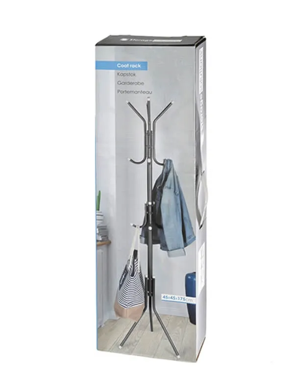 Iron Coat and Hat Rack with 12 Hooks - 170cm