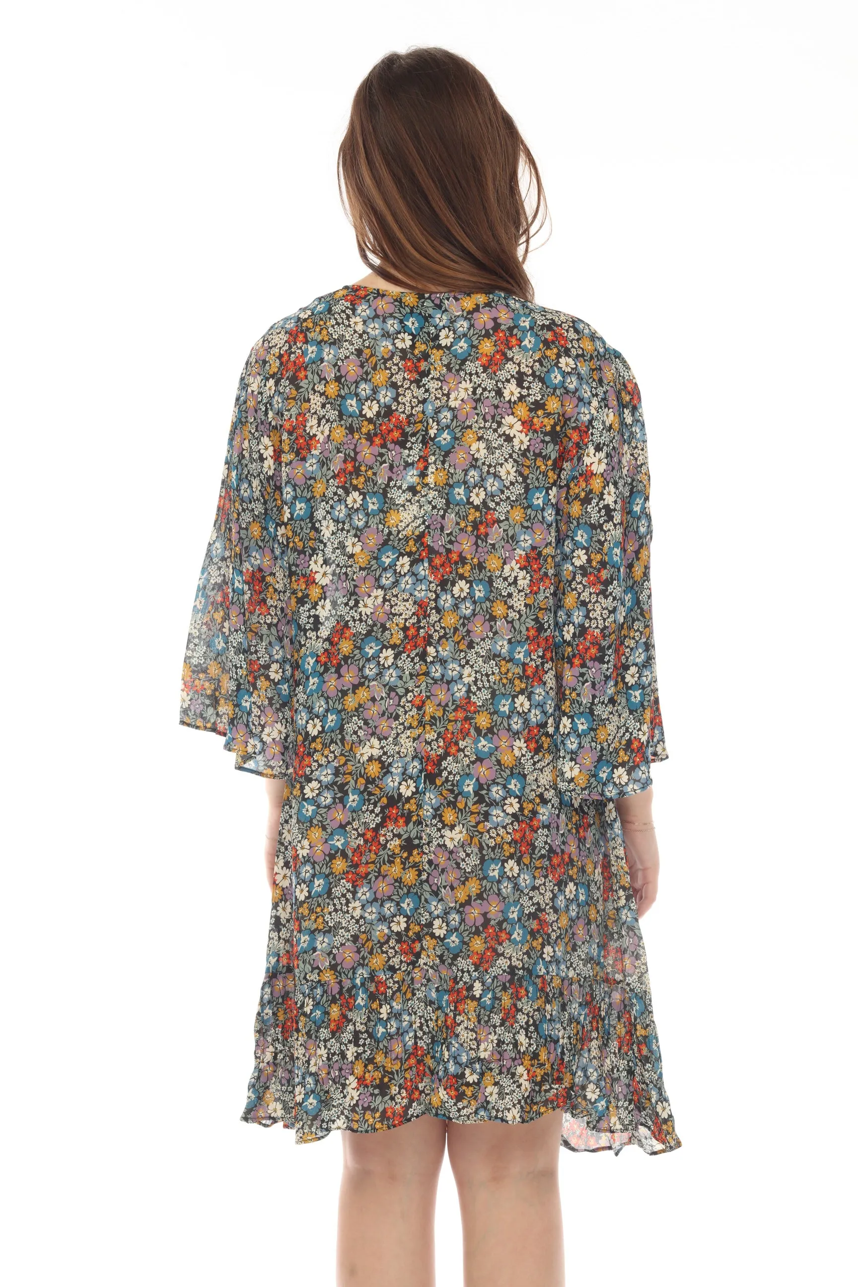 Johnny Was Love Divina Floral Wide Sleeve Tunic Dress Boho Chic L38821