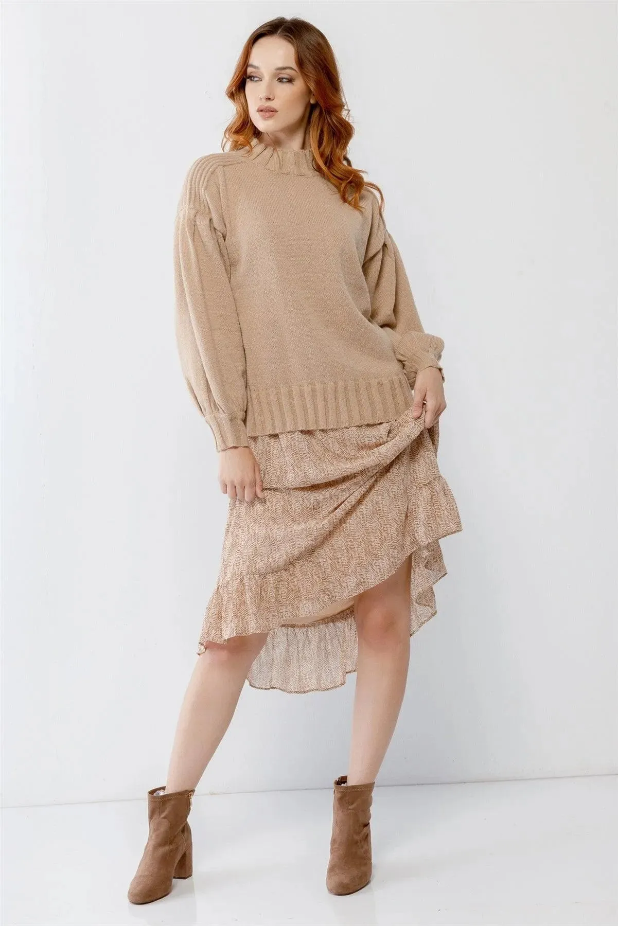 Knit Crew Neck Long Sleeve Sweater