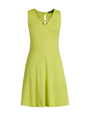 Lace-Up Cotton Fit and Flare Dress in Desirable Green
