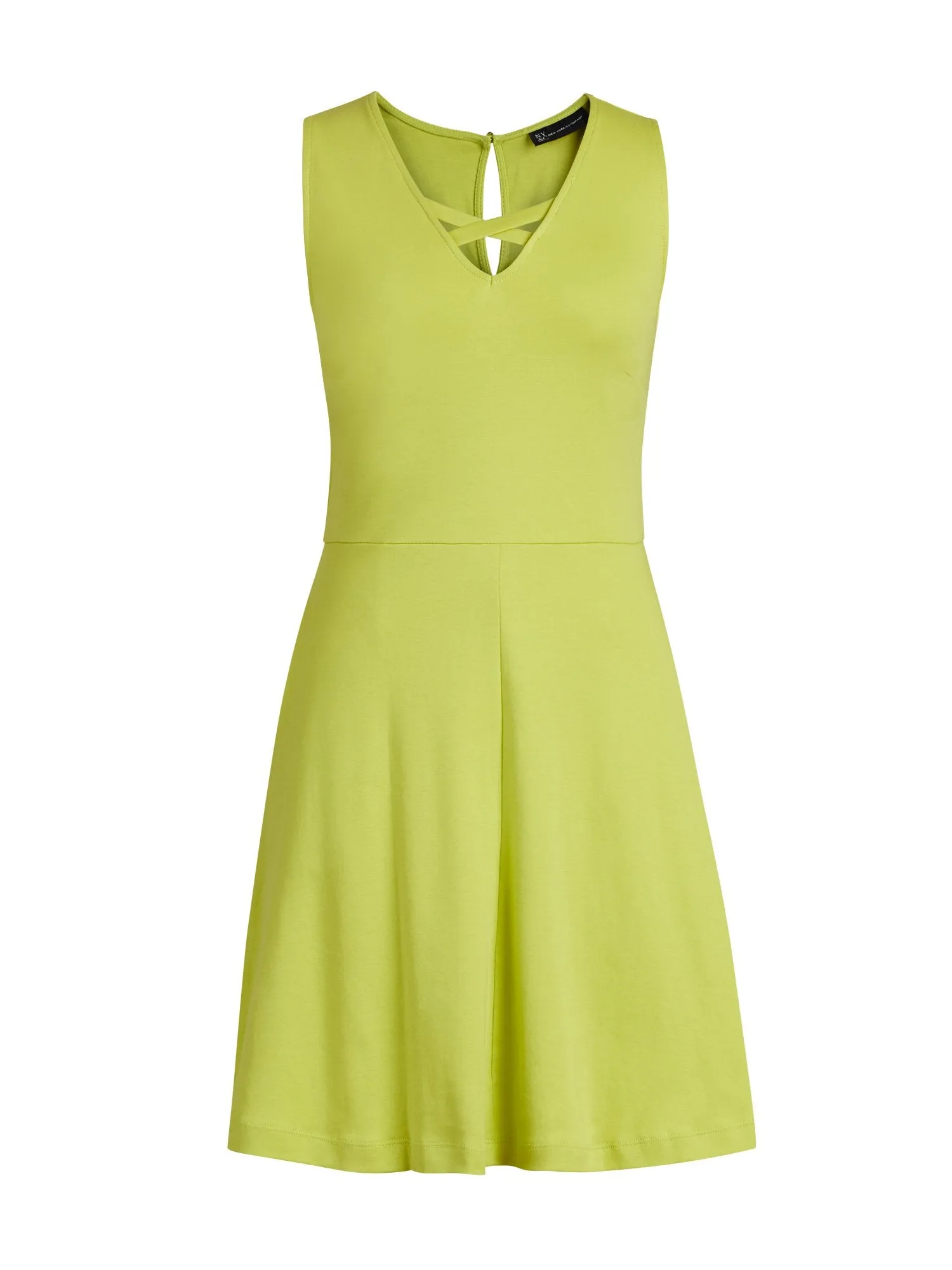 Lace-Up Cotton Fit and Flare Dress in Desirable Green
