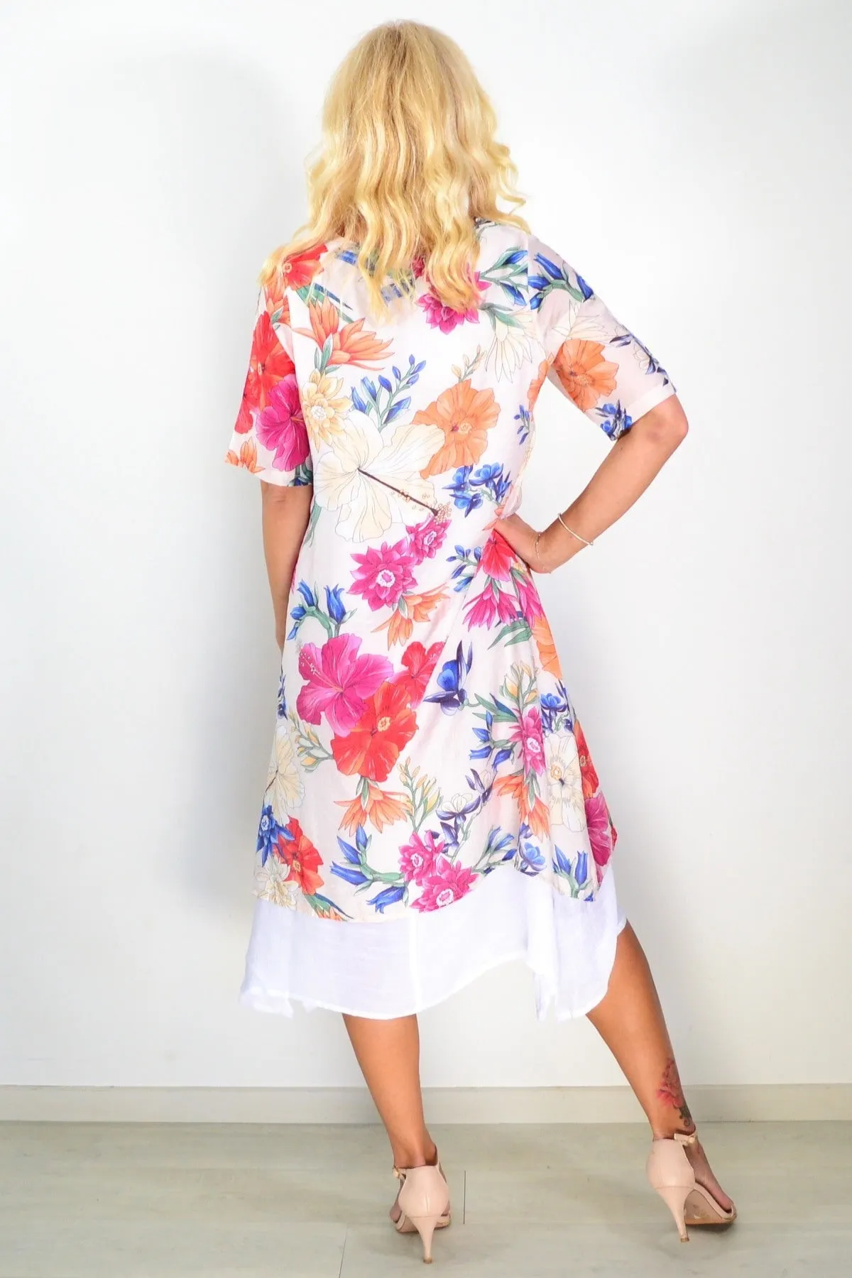 Light Beige Print Summer Tunic Dress