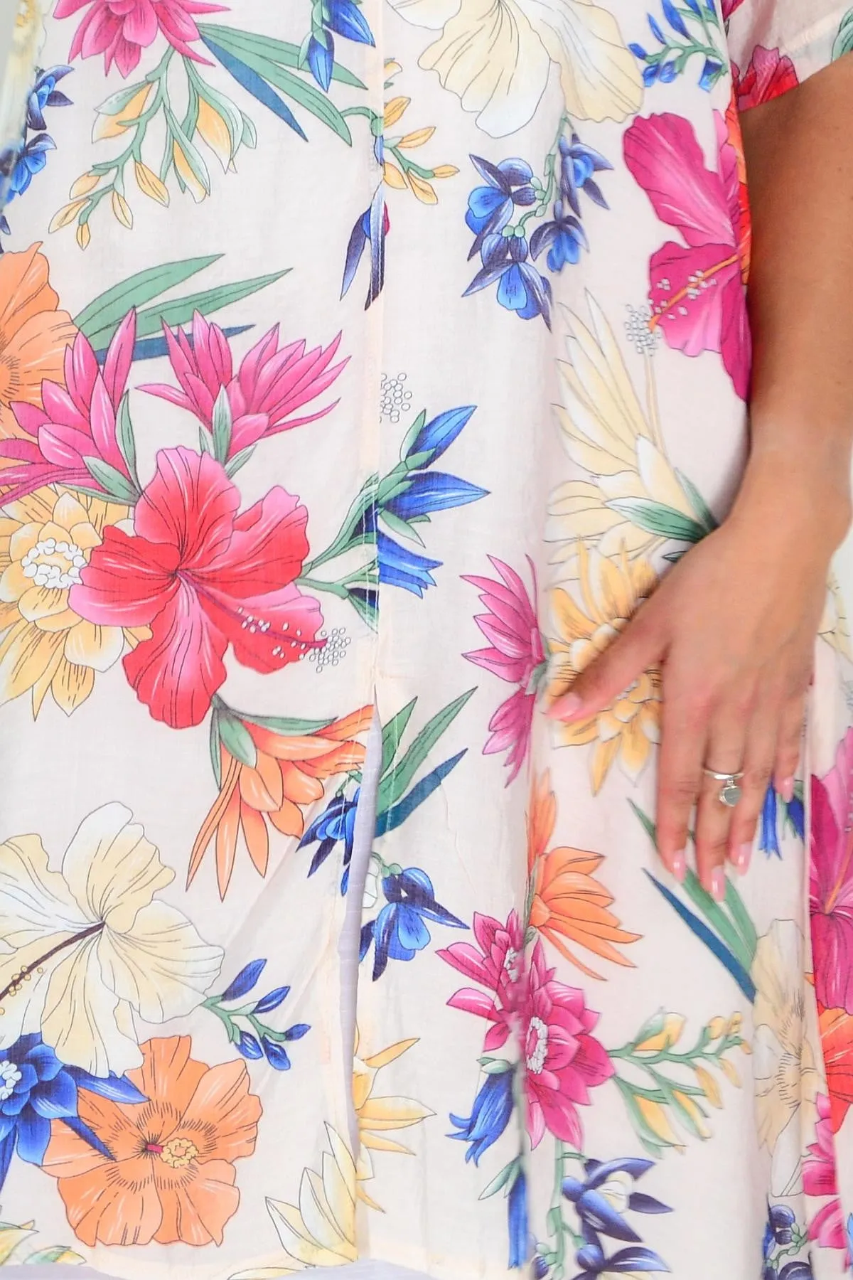 Light Beige Print Summer Tunic Dress
