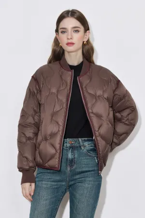 Lightweight Quilted Down Puffer Bomber Jacket