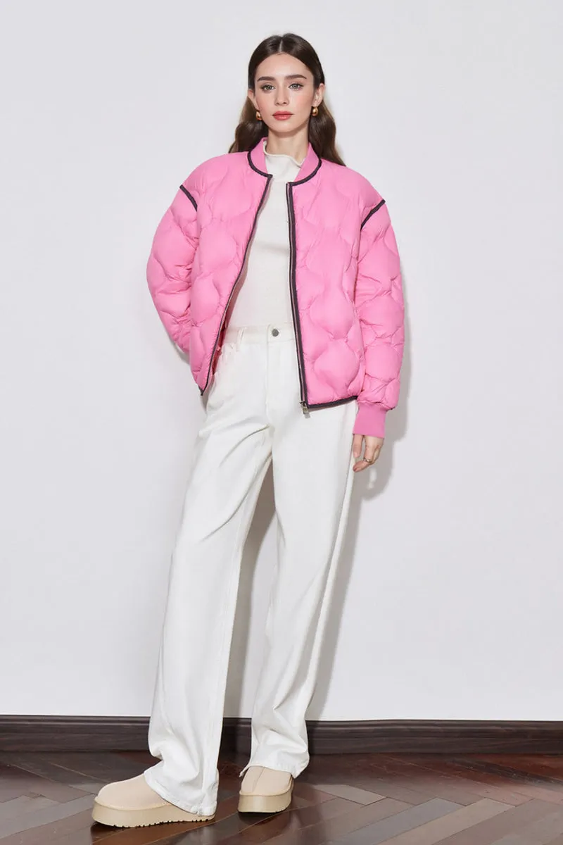 Lightweight Quilted Down Puffer Bomber Jacket