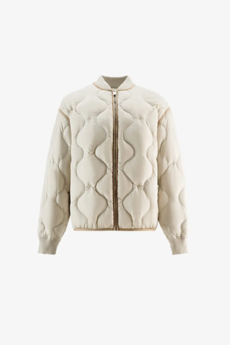 Lightweight Quilted Down Puffer Bomber Jacket