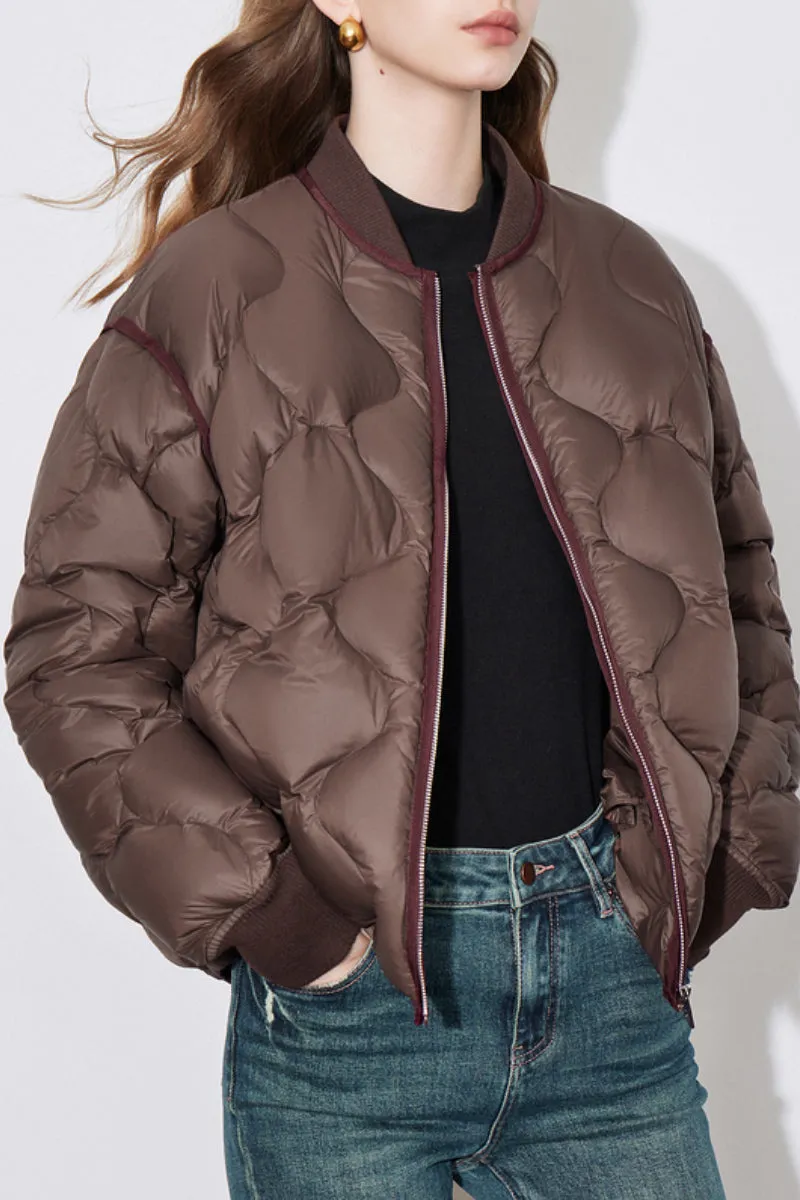 Lightweight Quilted Down Puffer Bomber Jacket