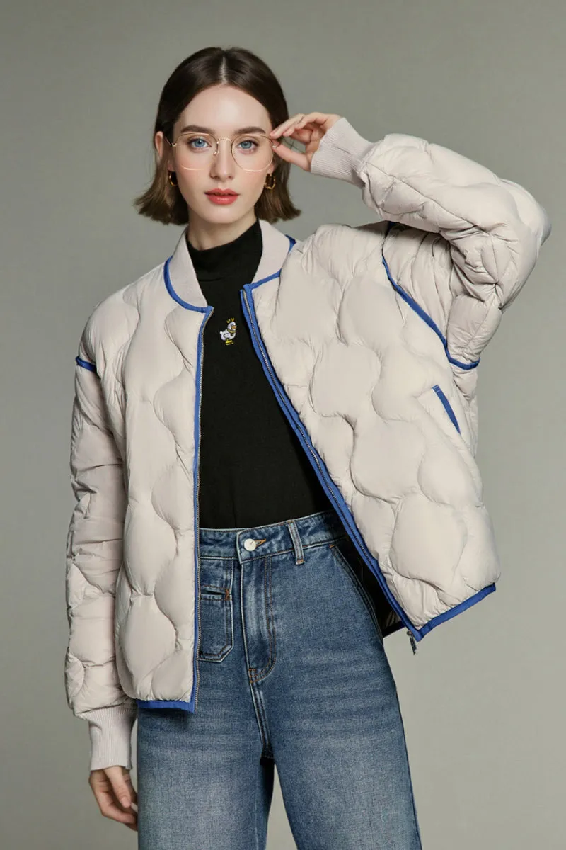 Lightweight Quilted Down Puffer Bomber Jacket