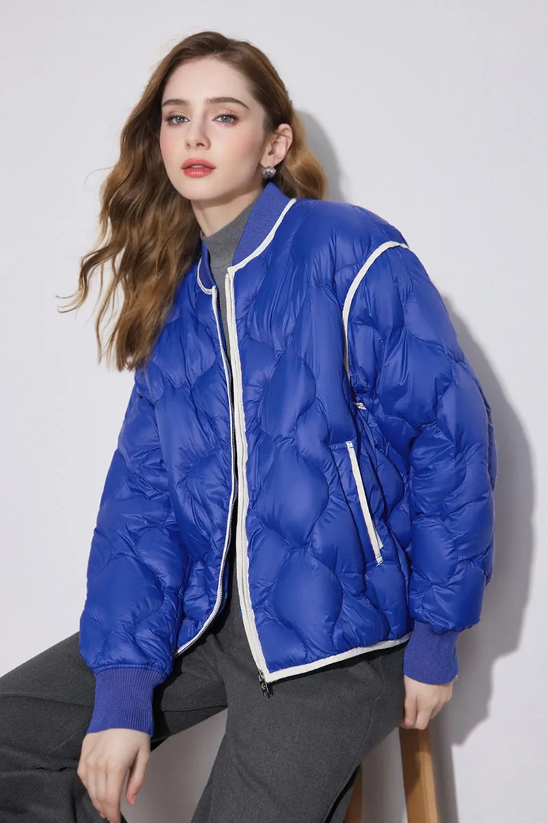 Lightweight Quilted Down Puffer Bomber Jacket