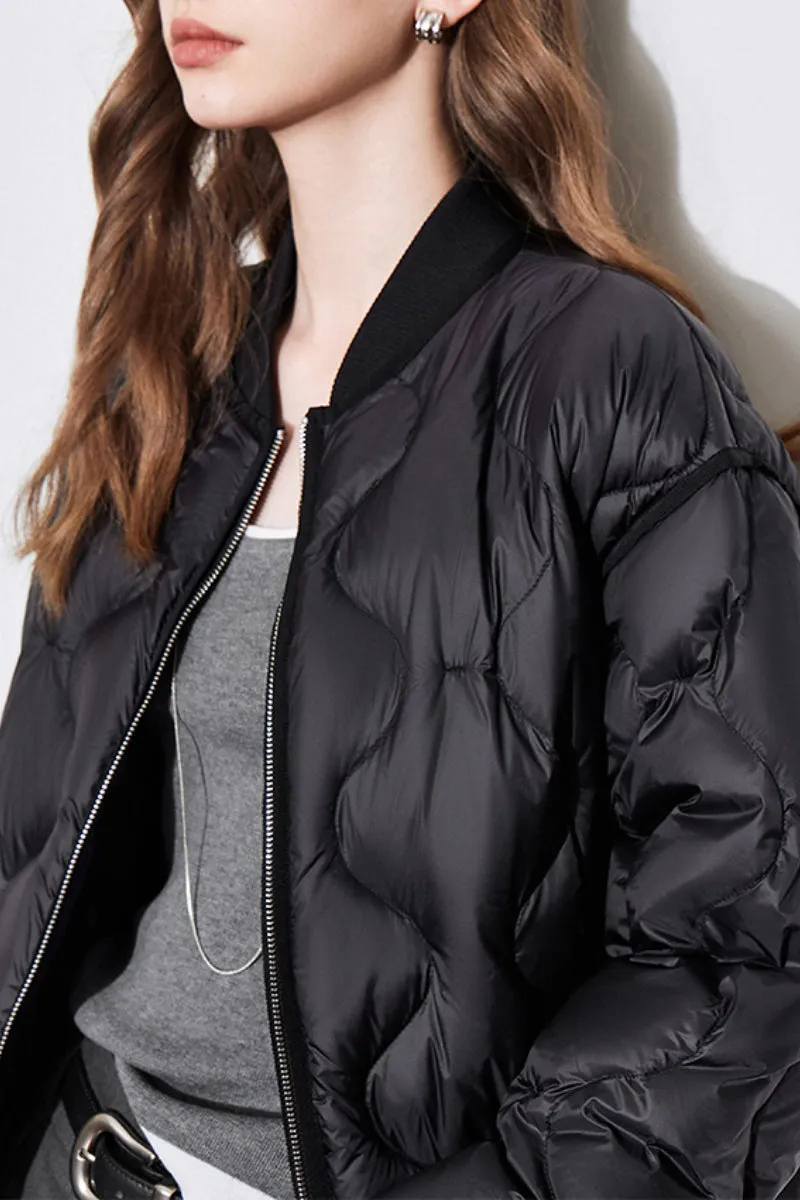 Lightweight Quilted Down Puffer Bomber Jacket
