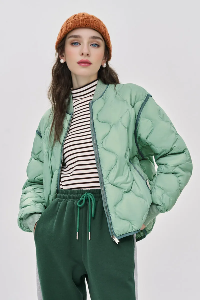 Lightweight Quilted Down Puffer Bomber Jacket