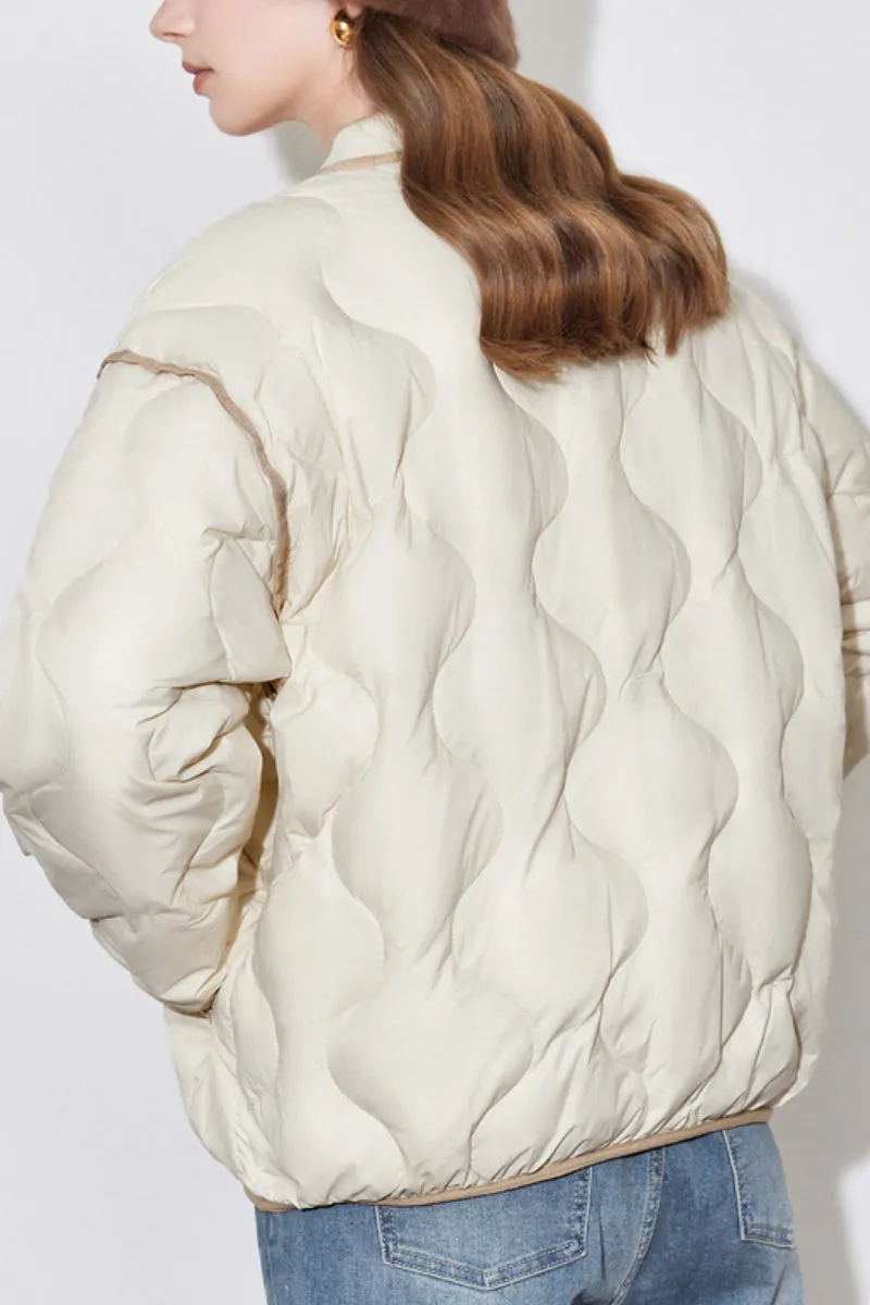 Lightweight Quilted Down Puffer Bomber Jacket
