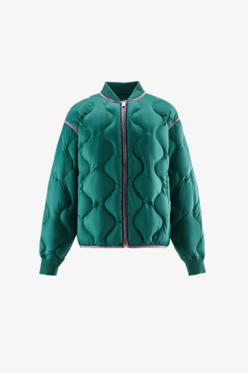 Lightweight Quilted Down Puffer Bomber Jacket