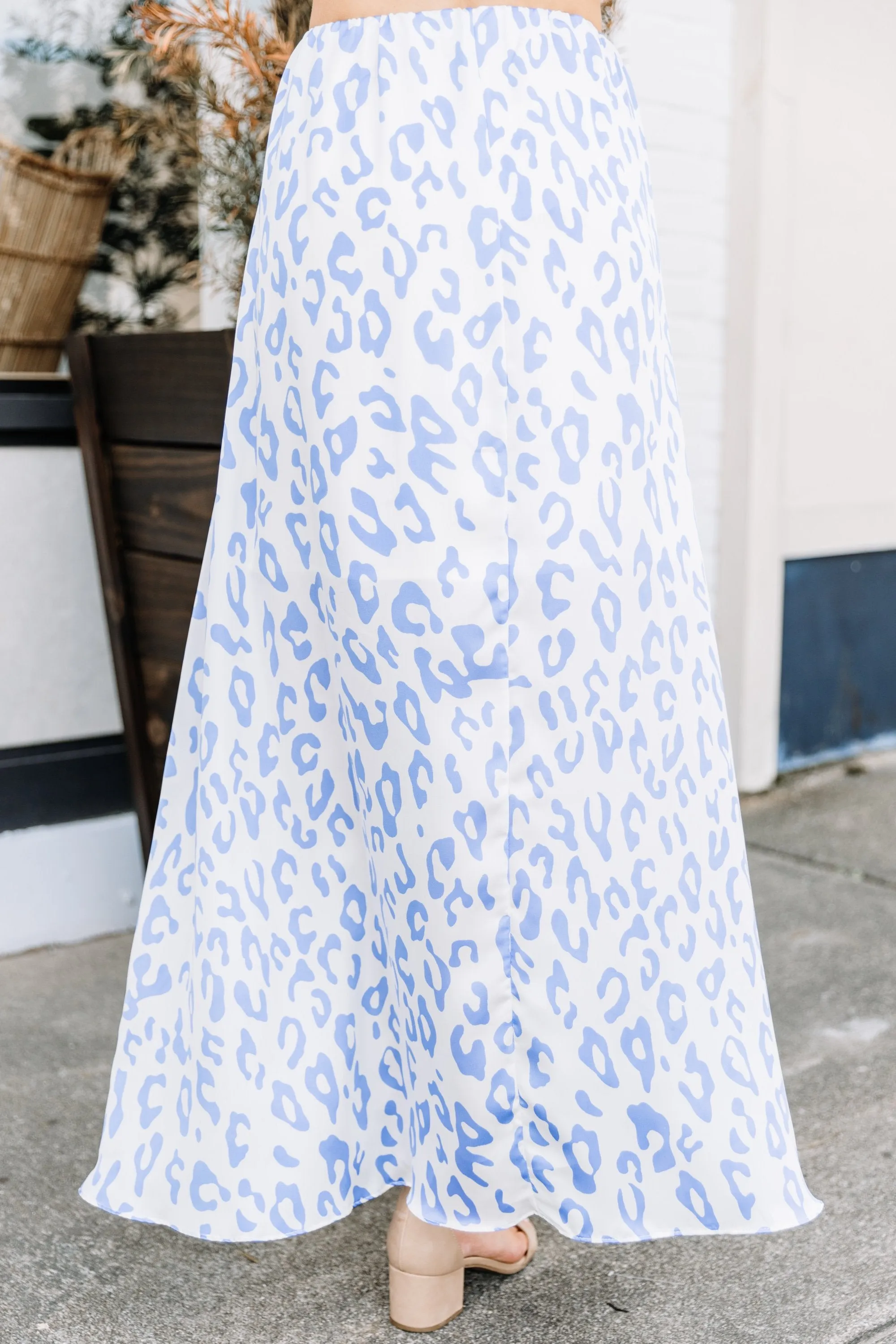 Make A Move Blue Leopard High Low Skirt