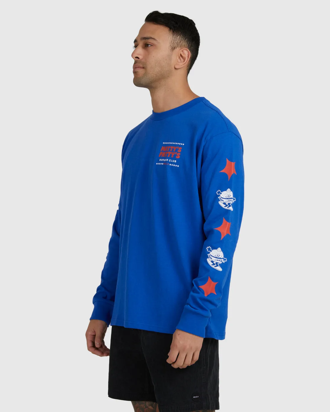 Mattys Pattys Burger Club Long Sleeve Tee - Royal