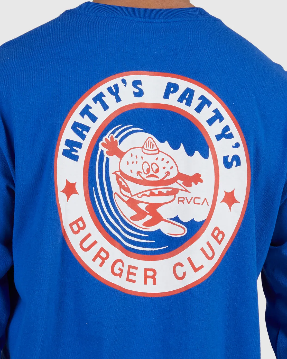Mattys Pattys Burger Club Long Sleeve Tee - Royal