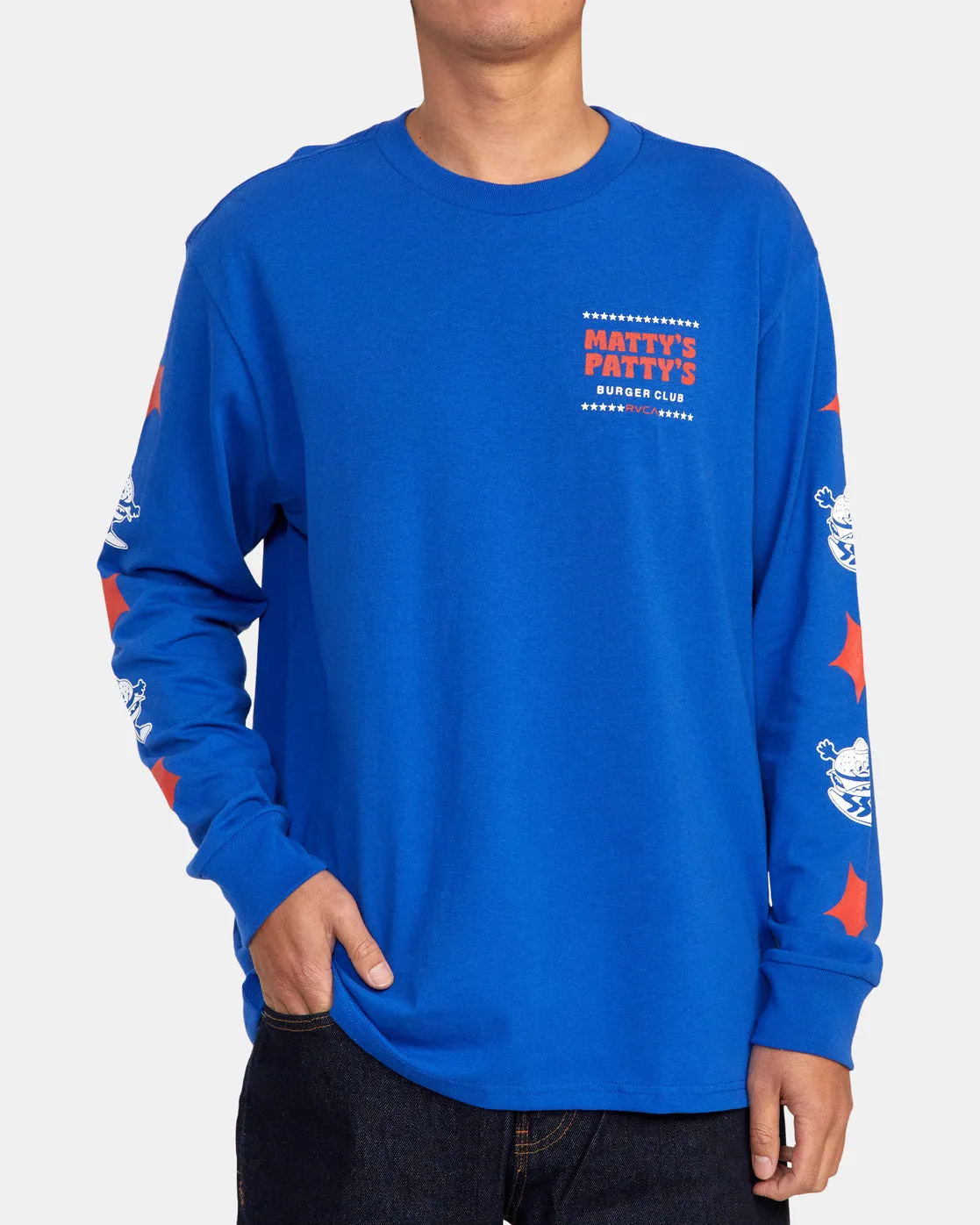 Mattys Pattys Burger Club Long Sleeve Tee - Royal