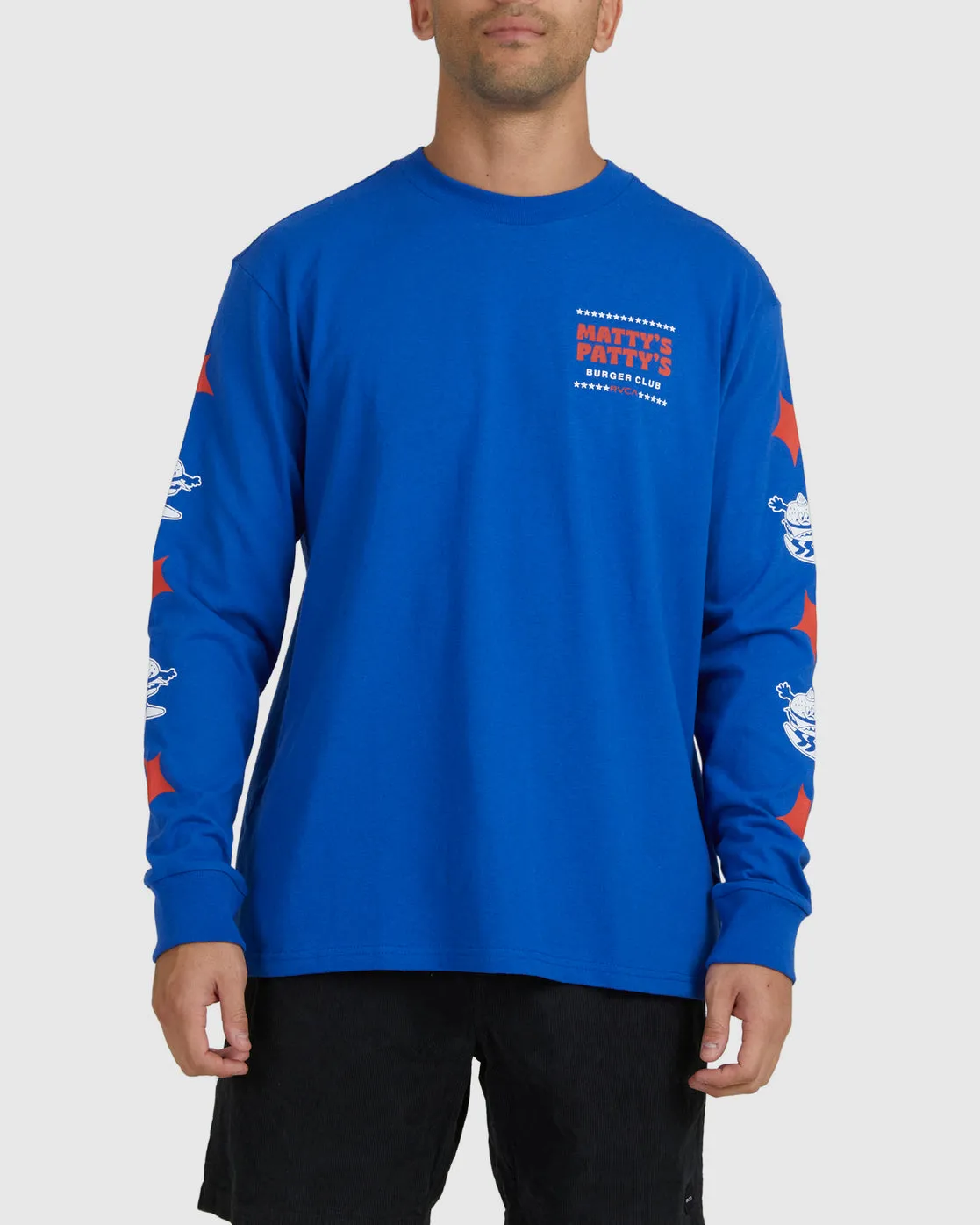 Mattys Pattys Burger Club Long Sleeve Tee - Royal