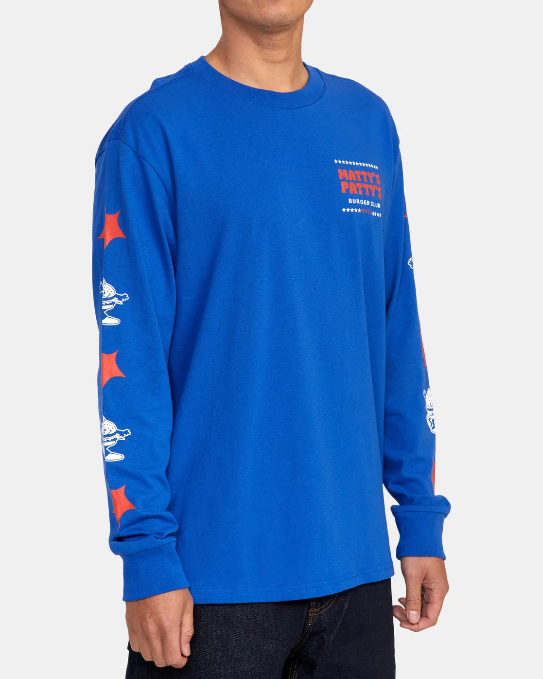 Mattys Pattys Burger Club Long Sleeve Tee - Royal