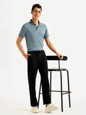 Men's 555'96 Black Relaxed Straight Fit Tech Pants