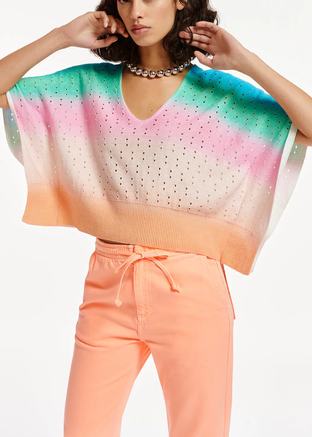 Multicolor knit sweater with gradient effect