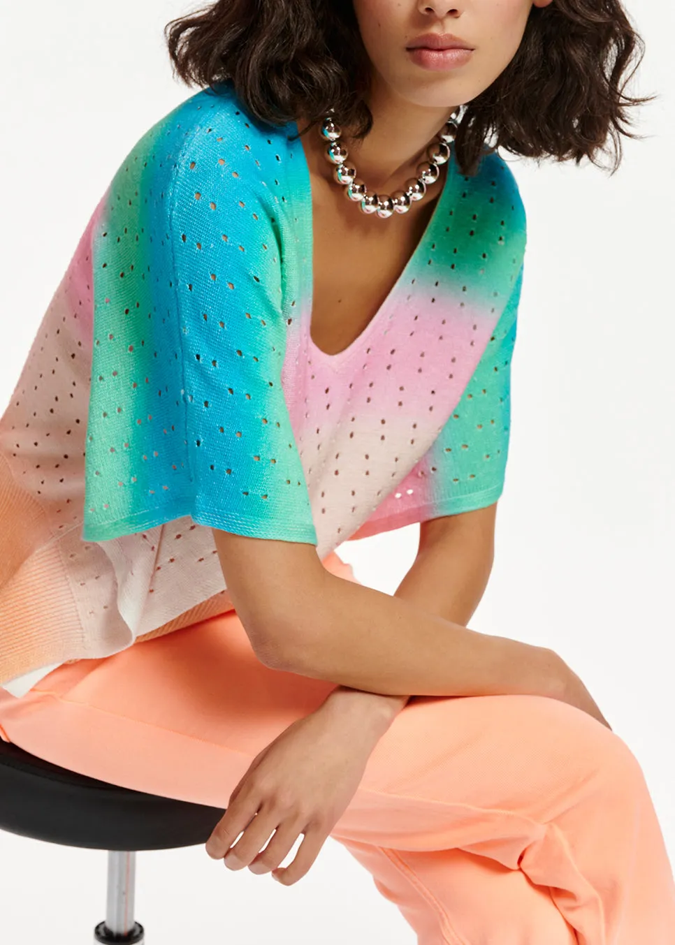 Multicolor knit sweater with gradient effect
