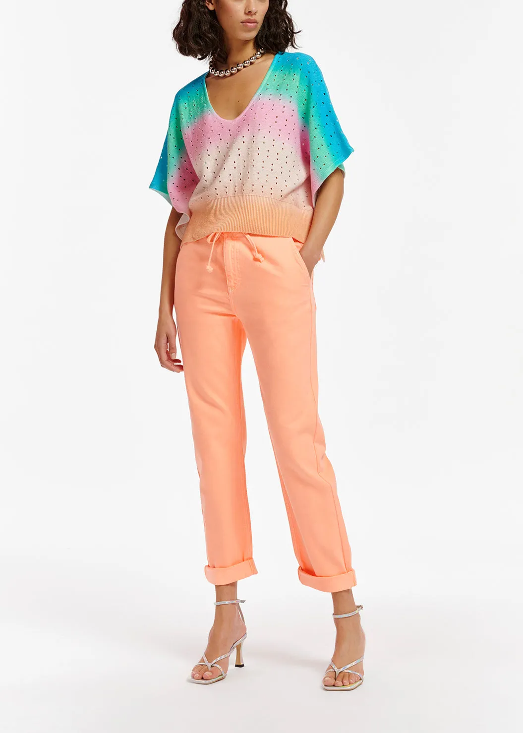 Multicolor knit sweater with gradient effect