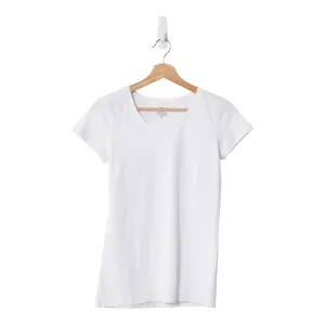 mySTYLE Women's Short Sleeve Stretch Scoop Neck T-Shirt, White