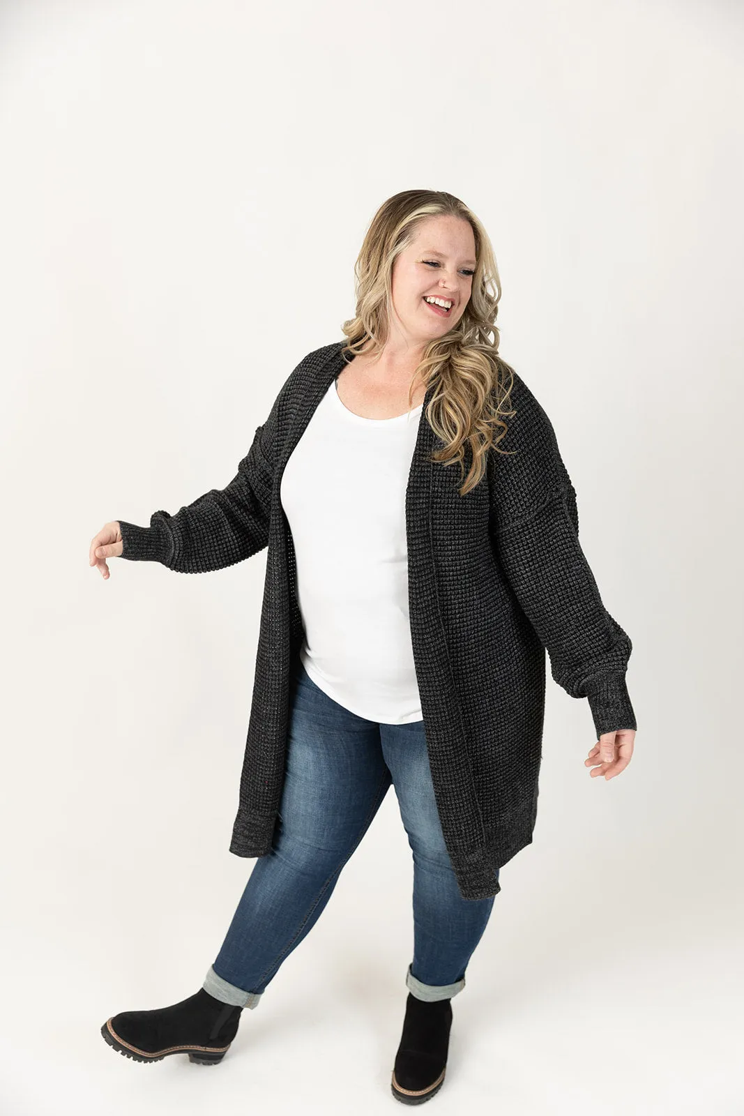 Nathalia Black Long Sleeve Cardigan Curvy