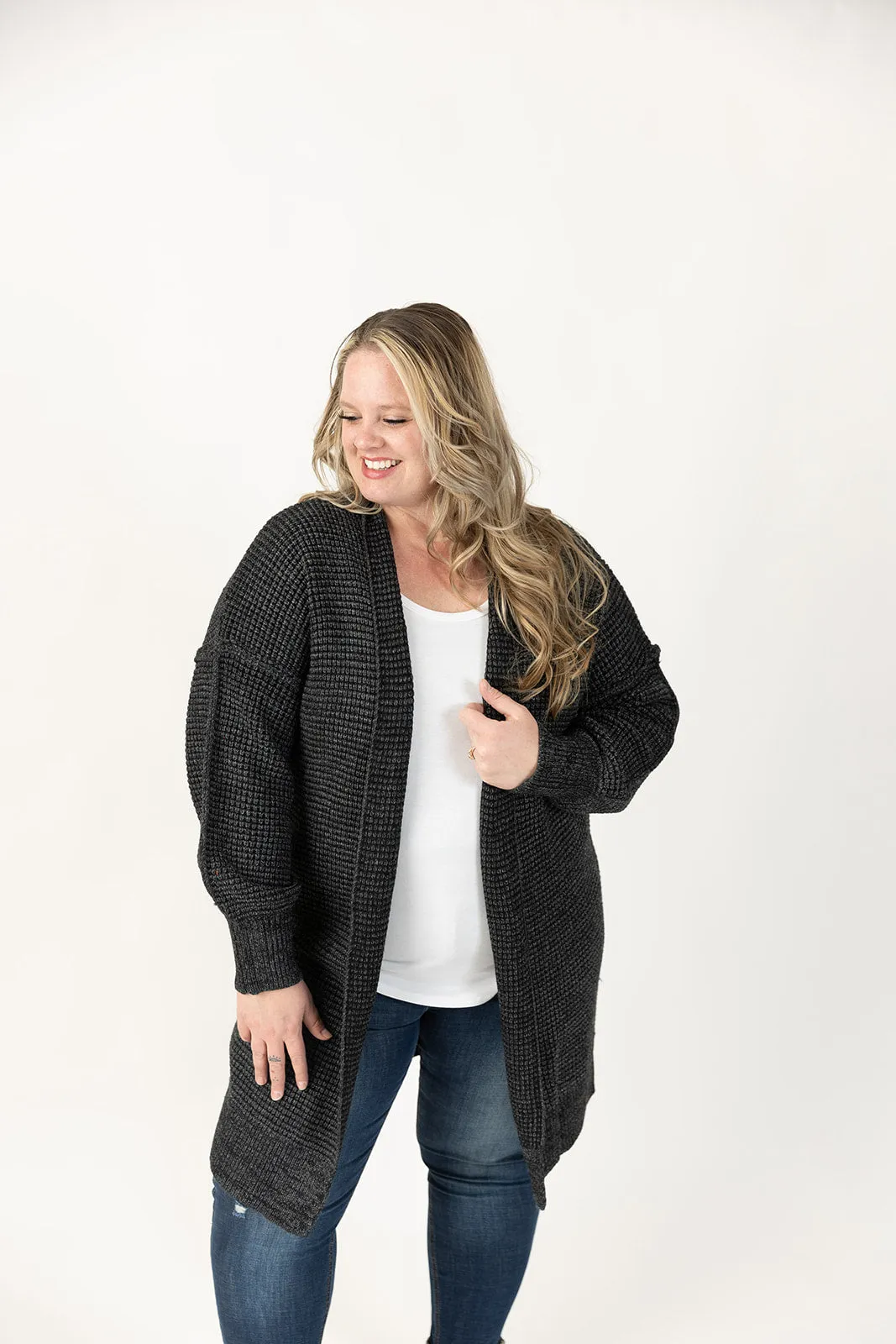 Nathalia Black Long Sleeve Cardigan Curvy