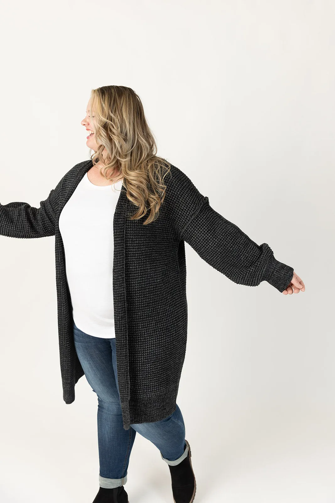 Nathalia Black Long Sleeve Cardigan Curvy