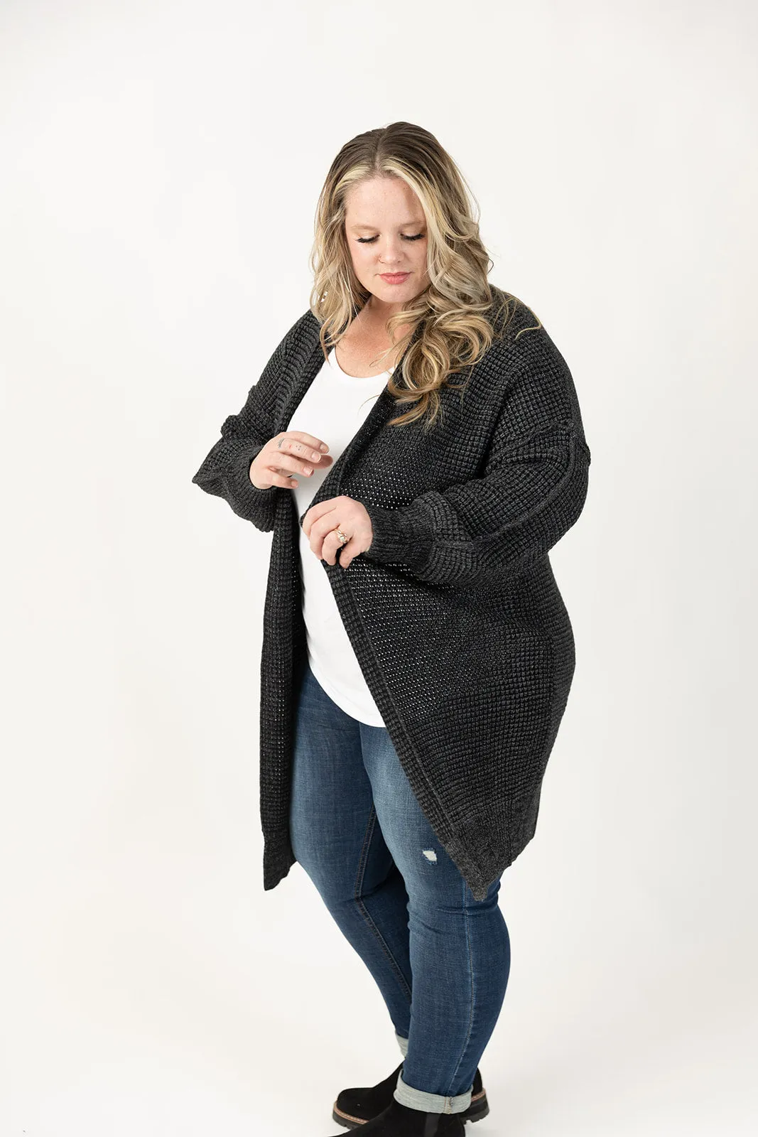 Nathalia Black Long Sleeve Cardigan Curvy