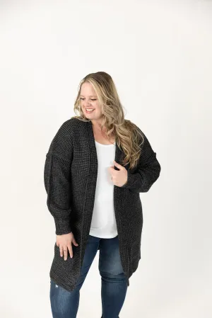 Nathalia Black Long Sleeve Cardigan Curvy