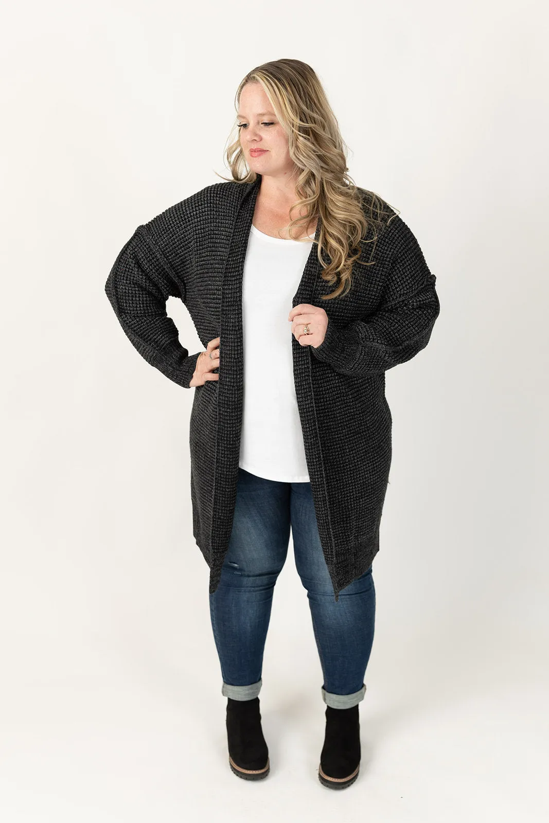 Nathalia Black Long Sleeve Cardigan Curvy