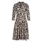Navy Cafe Floral Fit and Flare Dress