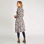 Navy Cafe Floral Fit and Flare Dress