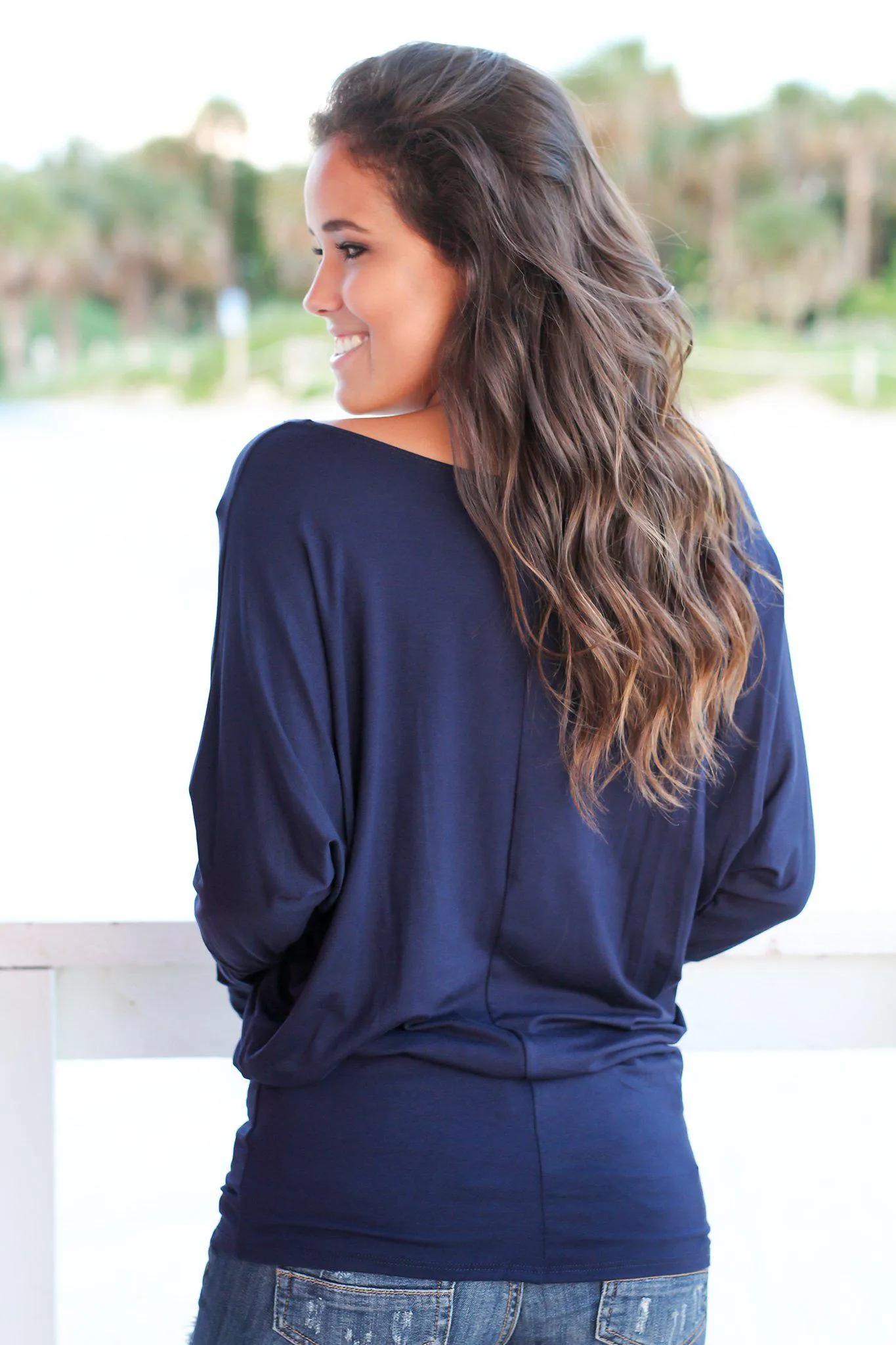 Navy Long Sleeve Top