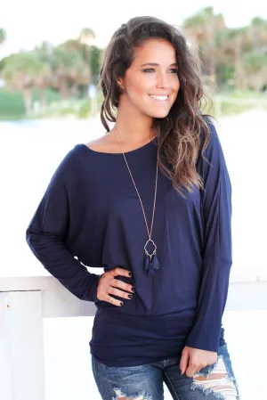 Navy Long Sleeve Top