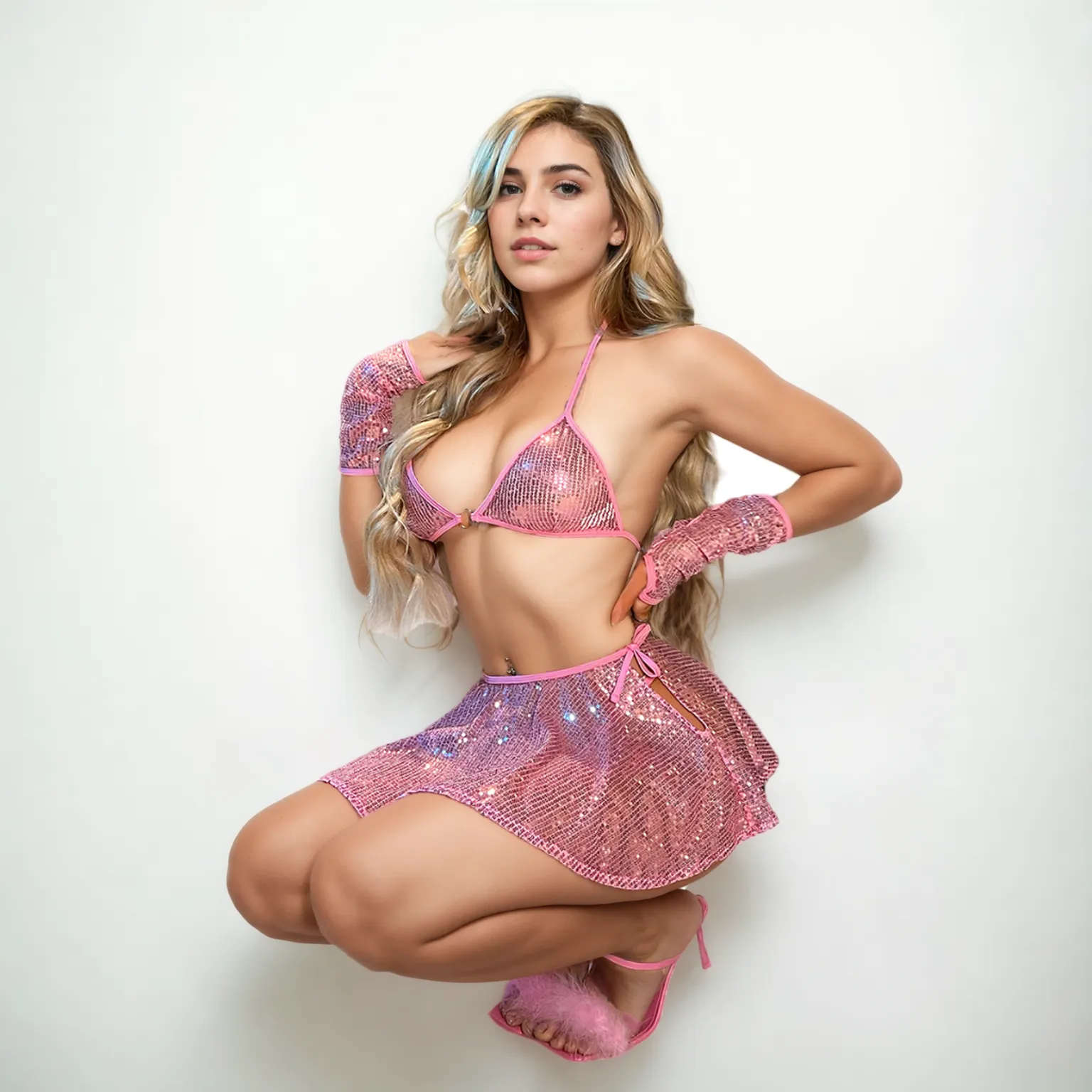 Perle Scintillante: Women's Sequin Night Club Ensemble.