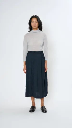Pin Dot Crinkle Skirt in Navy